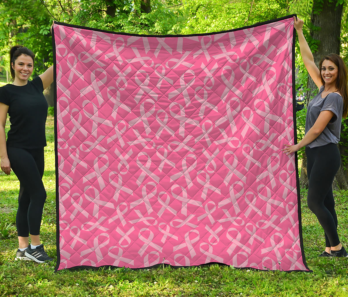 Pink Ribbon Breast Cancer Pattern Print Quilt