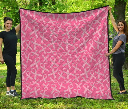 Pink Ribbon Breast Cancer Pattern Print Quilt