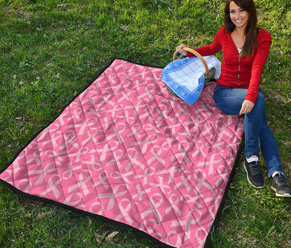 Pink Ribbon Breast Cancer Pattern Print Quilt