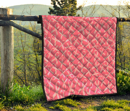 Pink Ribbon Breast Cancer Pattern Print Quilt