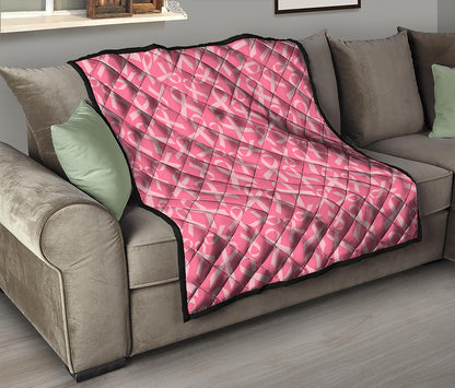 Pink Ribbon Breast Cancer Pattern Print Quilt