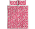 Pink Ribbon Breast Cancer Pattern Print Quilt Bed Set
