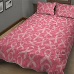 Pink Ribbon Breast Cancer Pattern Print Quilt Bed Set