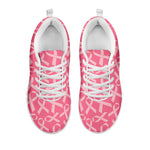 Pink Ribbon Breast Cancer Pattern Print White Sneakers