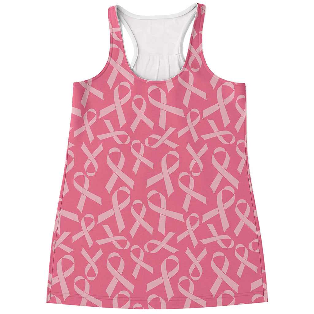 Pink Ribbon Breast Cancer Pattern Print Women's Racerback Tank Top