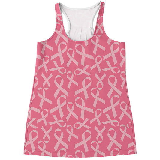 Pink Ribbon Breast Cancer Pattern Print Women's Racerback Tank Top