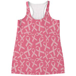 Pink Ribbon Breast Cancer Pattern Print Women's Racerback Tank Top
