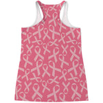 Pink Ribbon Breast Cancer Pattern Print Women's Racerback Tank Top