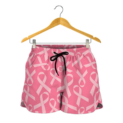 Pink Ribbon Breast Cancer Pattern Print Women's Shorts