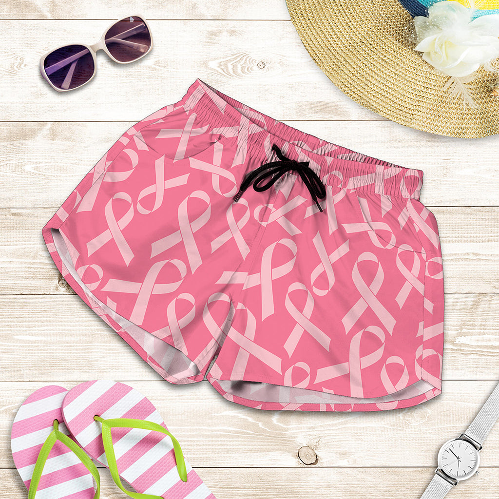 Pink Ribbon Breast Cancer Pattern Print Women's Shorts