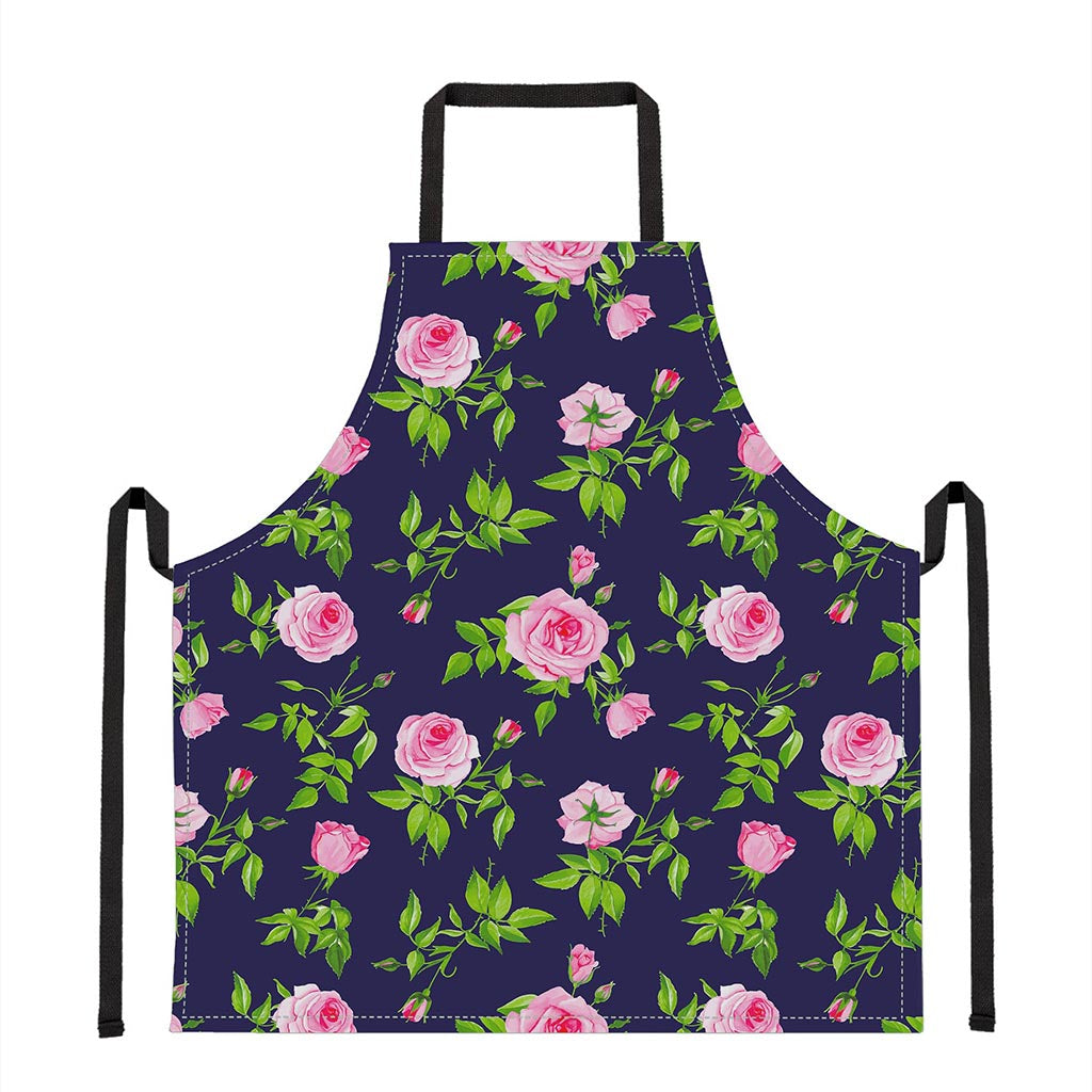 Pink Rose Floral Flower Pattern Print Apron