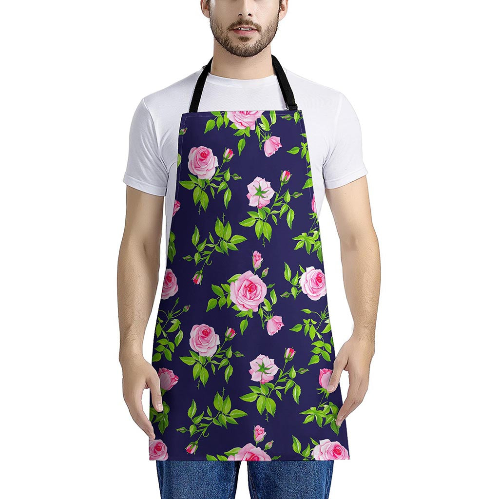 Pink Rose Floral Flower Pattern Print Apron