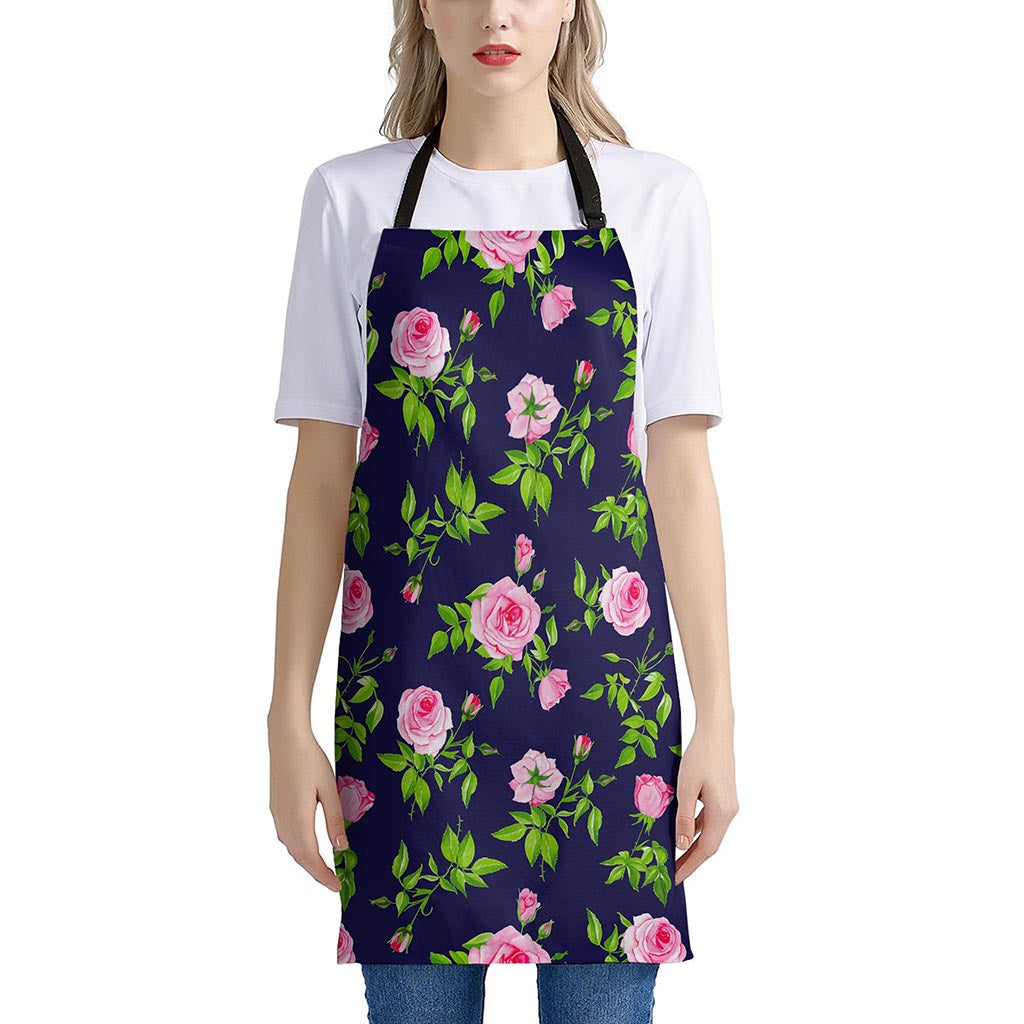 Pink Rose Floral Flower Pattern Print Apron