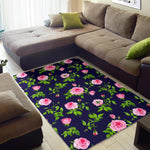 Pink Rose Floral Flower Pattern Print Area Rug GearFrost