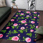 Pink Rose Floral Flower Pattern Print Area Rug GearFrost