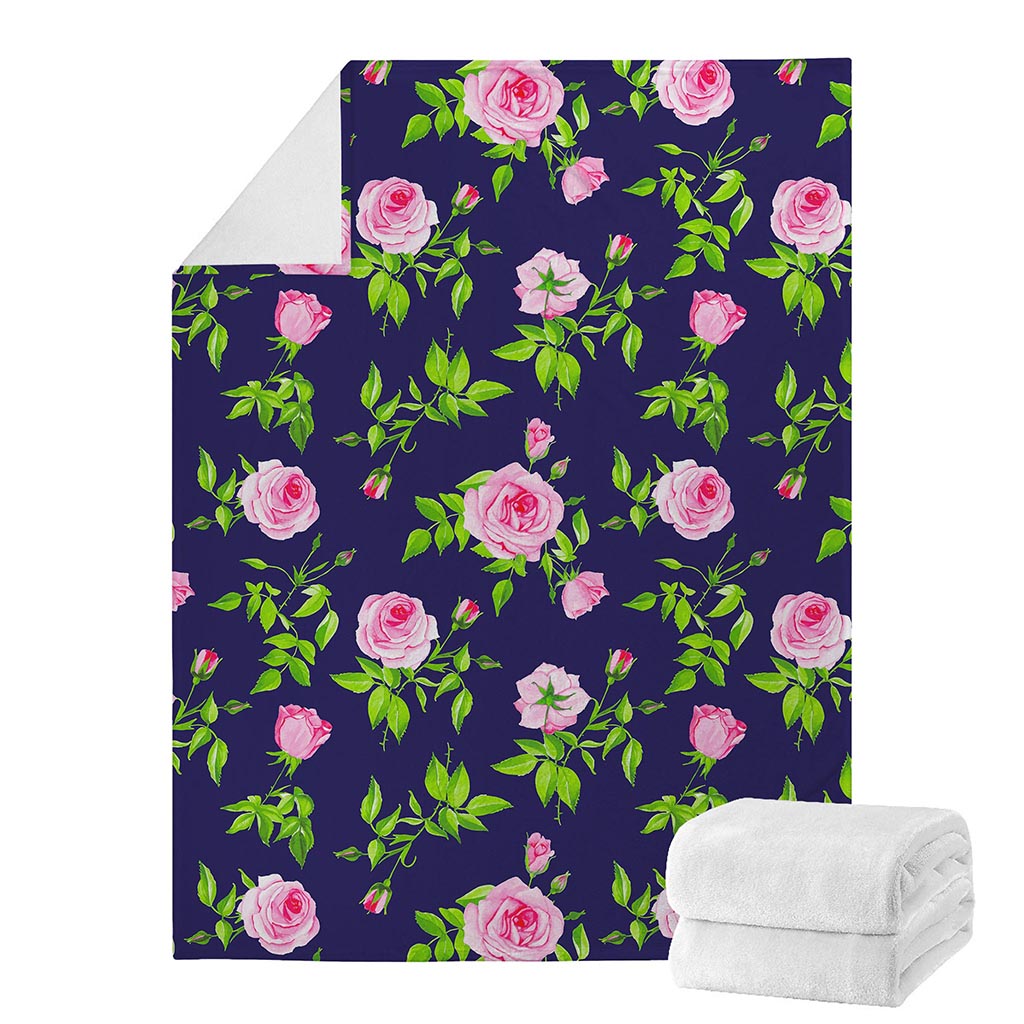 Pink Rose Floral Flower Pattern Print Blanket