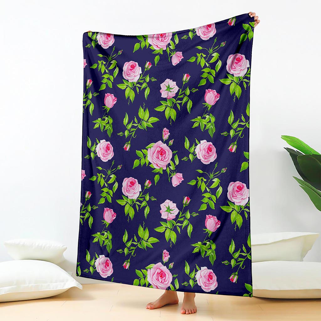 Pink Rose Floral Flower Pattern Print Blanket