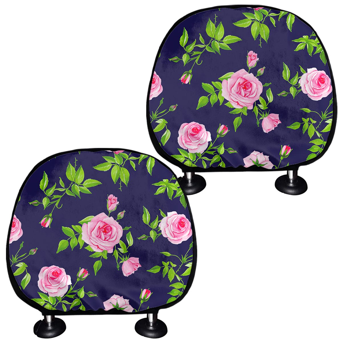 Pink Rose Floral Flower Pattern Print Car Headrest Covers