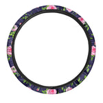 Pink Rose Floral Flower Pattern Print Car Steering Wheel Cover