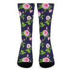 Pink Rose Floral Flower Pattern Print Crew Socks