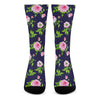 Pink Rose Floral Flower Pattern Print Crew Socks