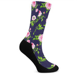 Pink Rose Floral Flower Pattern Print Crew Socks