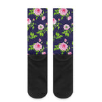 Pink Rose Floral Flower Pattern Print Crew Socks