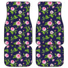 Pink Rose Floral Flower Pattern Print Front and Back Car Floor Mats