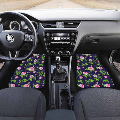 Pink Rose Floral Flower Pattern Print Front Car Floor Mats
