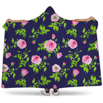 Pink Rose Floral Flower Pattern Print Hooded Blanket