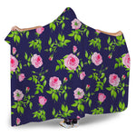 Pink Rose Floral Flower Pattern Print Hooded Blanket
