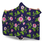 Pink Rose Floral Flower Pattern Print Hooded Blanket