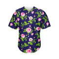 Pink Rose Floral Flower Pattern Print Men's Baseball Jersey