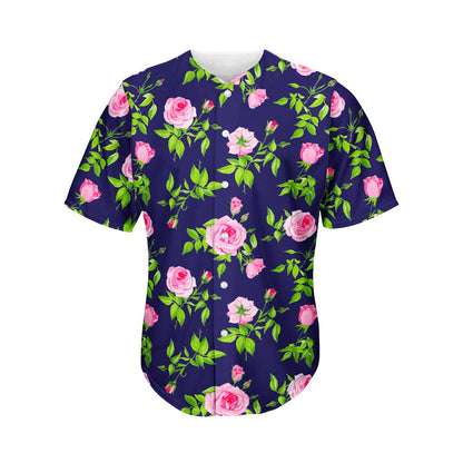 Pink Rose Floral Flower Pattern Print Men's Baseball Jersey