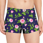 Pink Rose Floral Flower Pattern Print Men's Boxer Briefs