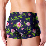Pink Rose Floral Flower Pattern Print Men's Boxer Briefs