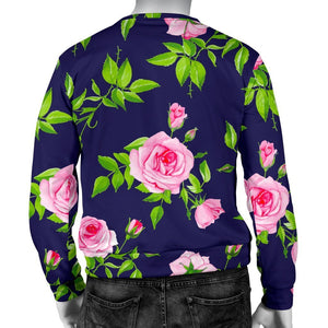 Pink Rose Floral Flower Pattern Print Men's Crewneck Sweatshirt GearFrost