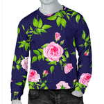 Pink Rose Floral Flower Pattern Print Men's Crewneck Sweatshirt GearFrost