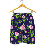 Pink Rose Floral Flower Pattern Print Men's Shorts