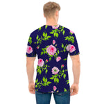 Pink Rose Floral Flower Pattern Print Men's T-Shirt