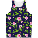 Pink Rose Floral Flower Pattern Print Men's Tank Top