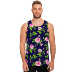 Pink Rose Floral Flower Pattern Print Men's Tank Top