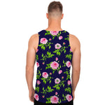 Pink Rose Floral Flower Pattern Print Men's Tank Top