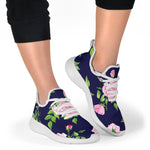Pink Rose Floral Flower Pattern Print Mesh Knit Shoes GearFrost
