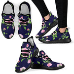 Pink Rose Floral Flower Pattern Print Mesh Knit Shoes GearFrost