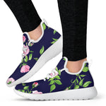 Pink Rose Floral Flower Pattern Print Mesh Knit Shoes GearFrost