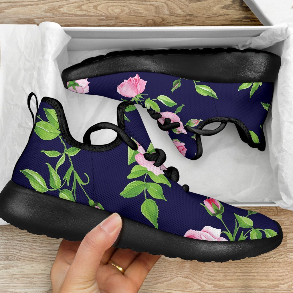 Pink Rose Floral Flower Pattern Print Mesh Knit Shoes GearFrost