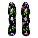 Pink Rose Floral Flower Pattern Print Muay Thai Shin Guard