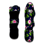 Pink Rose Floral Flower Pattern Print Muay Thai Shin Guard