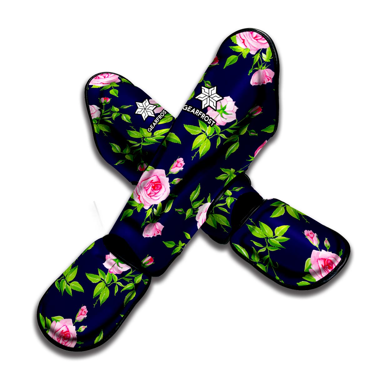 Pink Rose Floral Flower Pattern Print Muay Thai Shin Guard